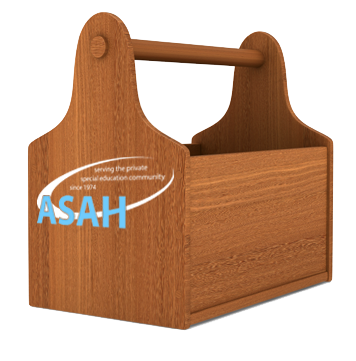 wooden toolbox with asah logo