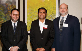 NJ Senator Vin Gopal (D-11), center, ASAH Executive Director, John J. Mulholland, Jr., Esq., left, and ASAH Board President, Brian Detlefsen, right.