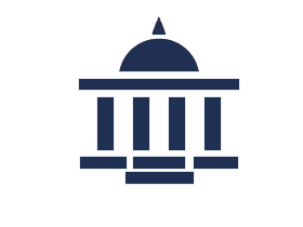 blue capitol building icon in white circle